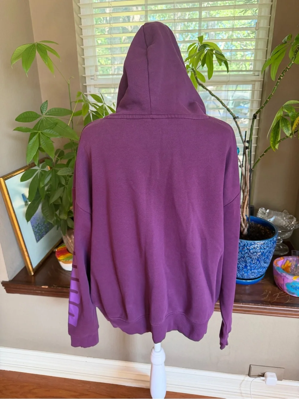 Puma Women's Plum/Grape Purple Fleece Hoodie with Lilac Sleeve Logo